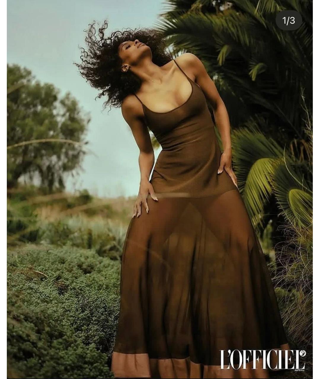 FENDI Коричневое вискозное повседневное платье, фото 2