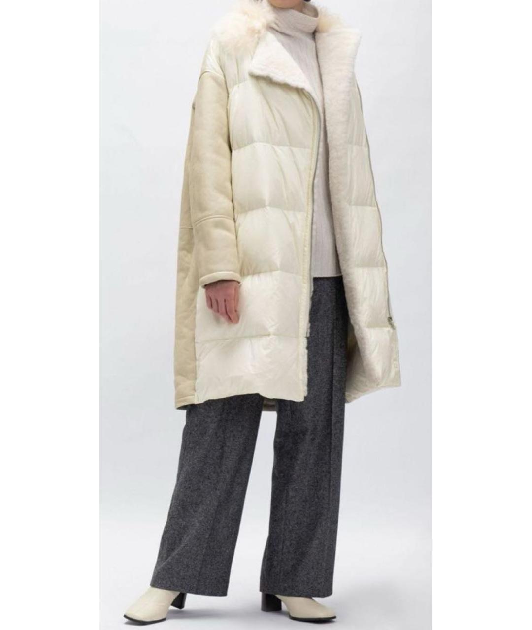 YVES SALOMON Бежевая меховая дубленка, фото 7