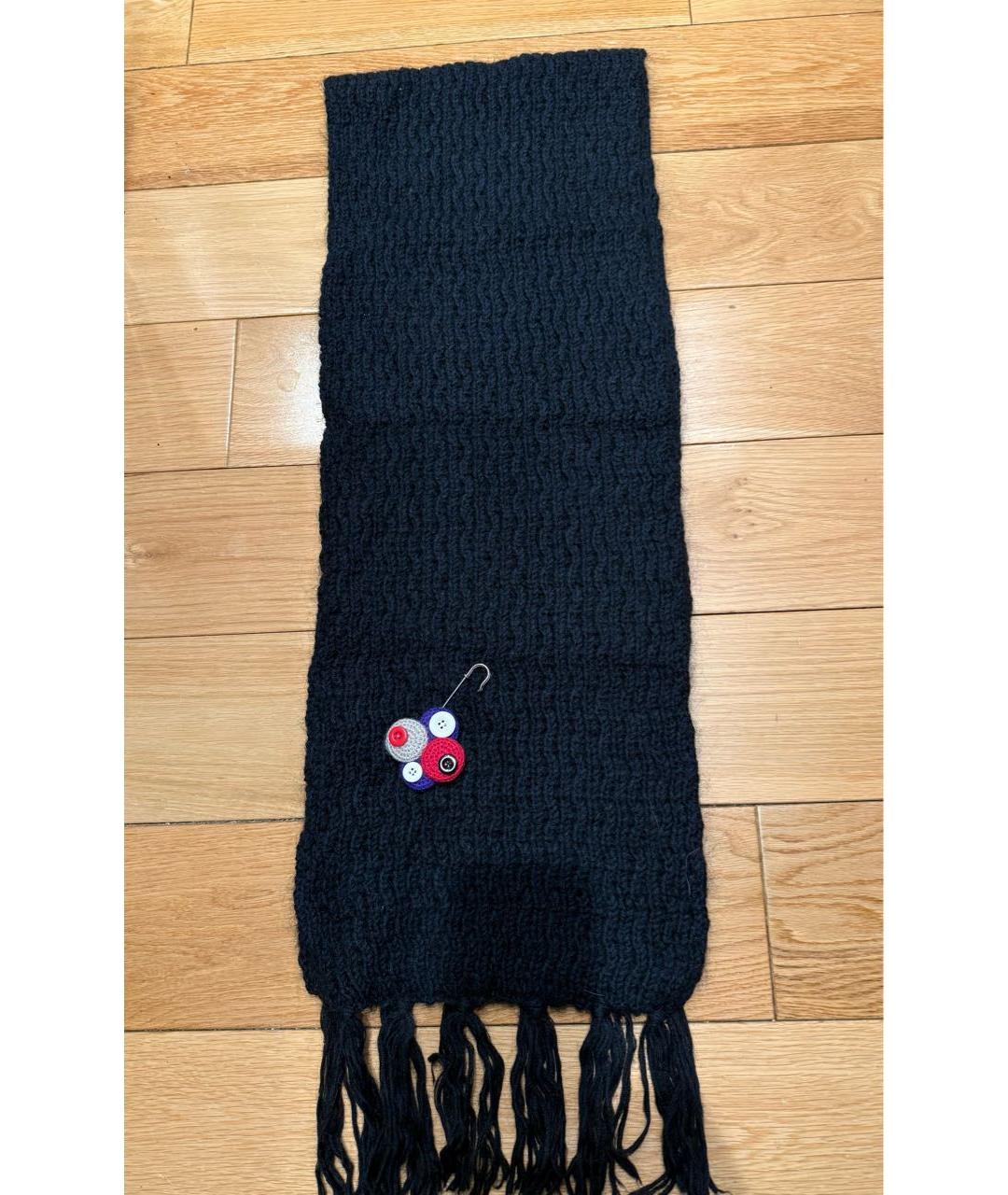 KENZO Черный шерстяной шарф, фото 4