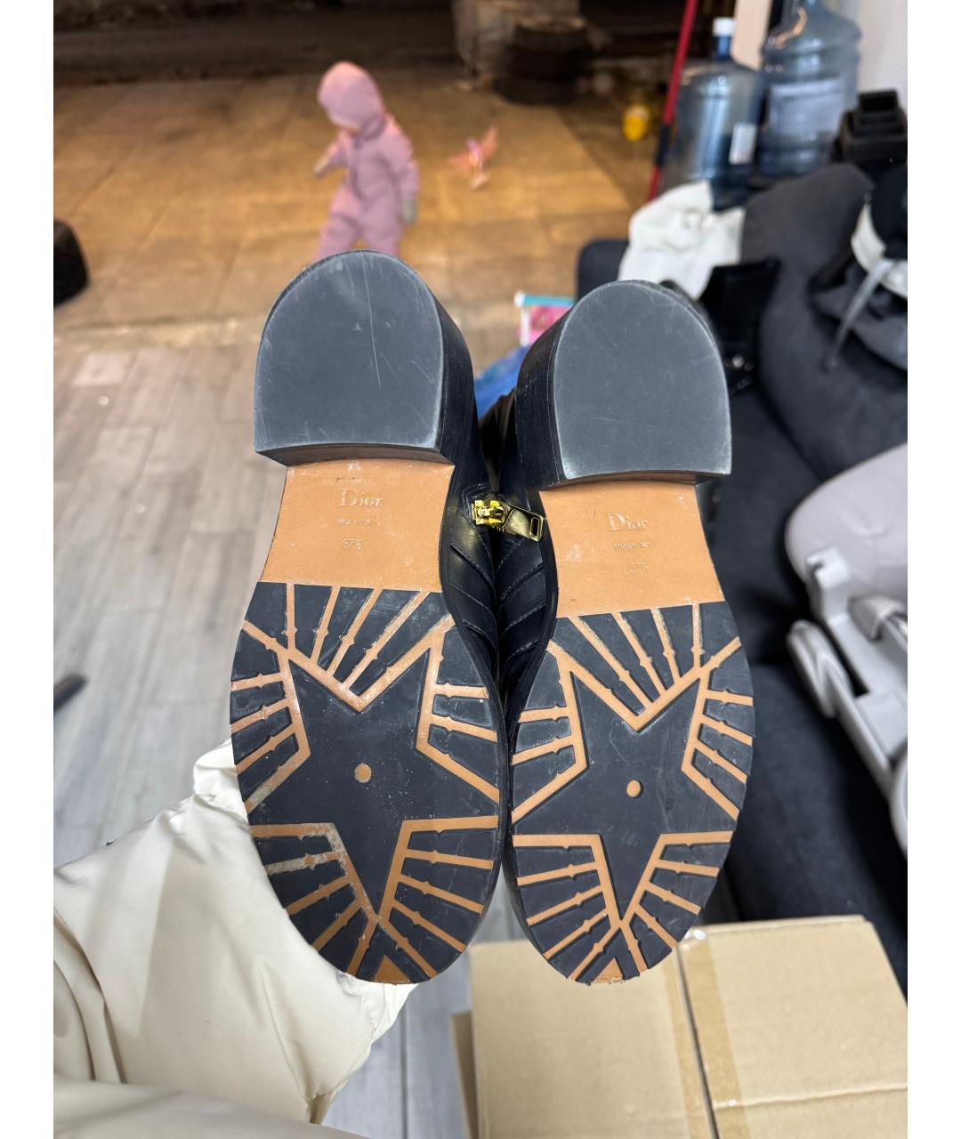CHRISTIAN DIOR Черные кожаные полусапоги, фото 5
