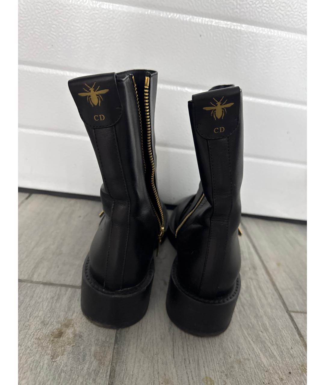 CHRISTIAN DIOR Черные кожаные полусапоги, фото 4