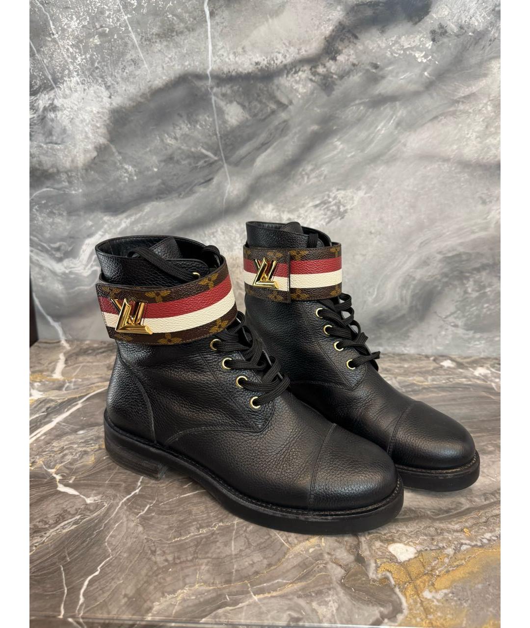 LOUIS VUITTON Черные кожаные ботинки, фото 5