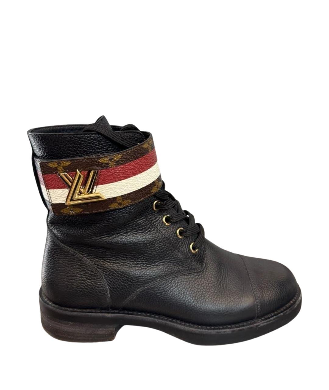 LOUIS VUITTON Черные кожаные ботинки, фото 1