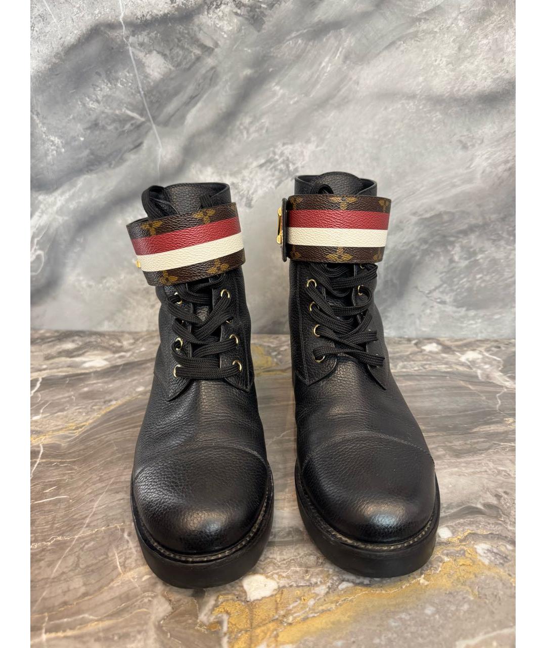 LOUIS VUITTON Черные кожаные ботинки, фото 2