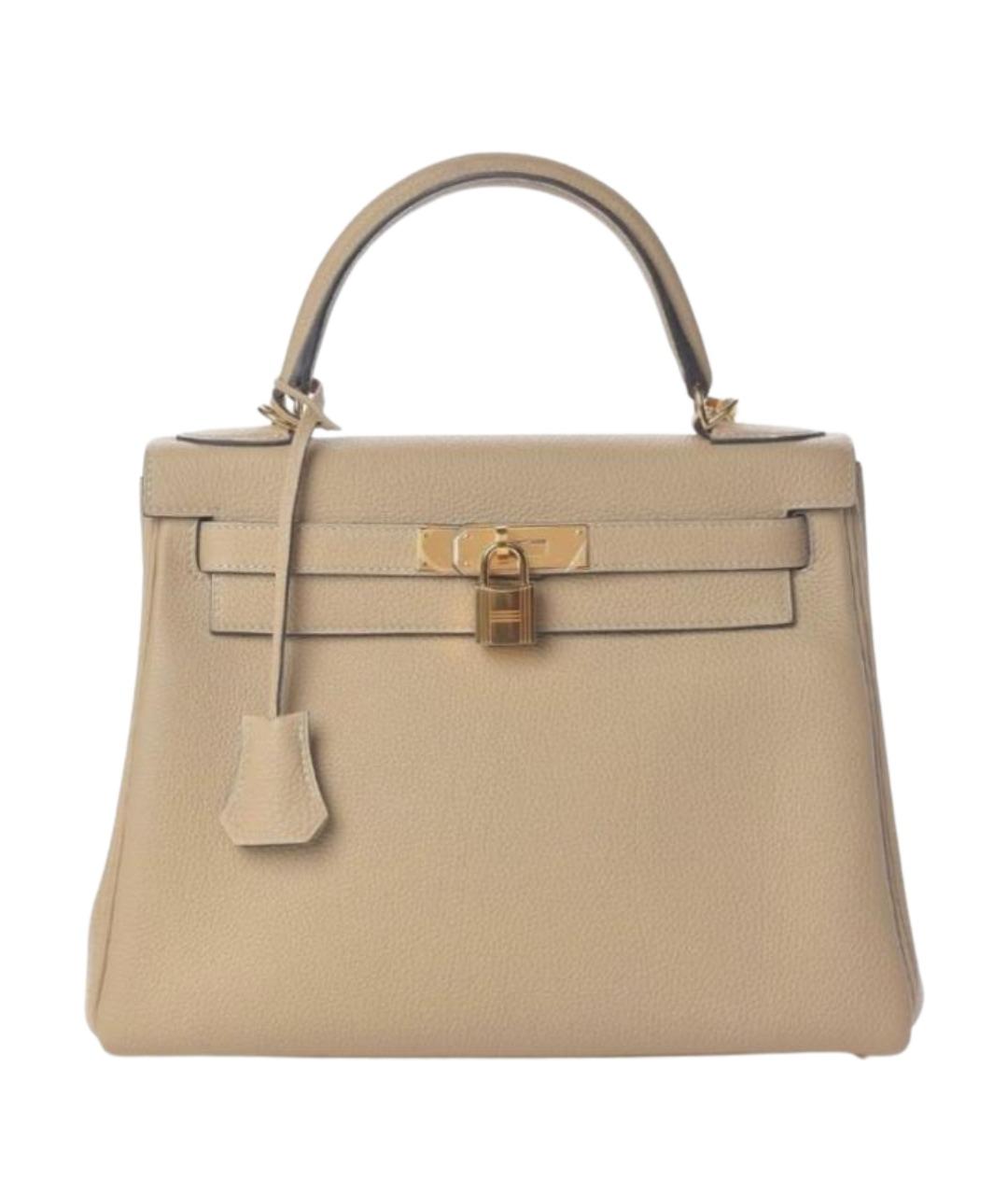 HERMES Бежевая кожаная сумка через плечо, фото 1