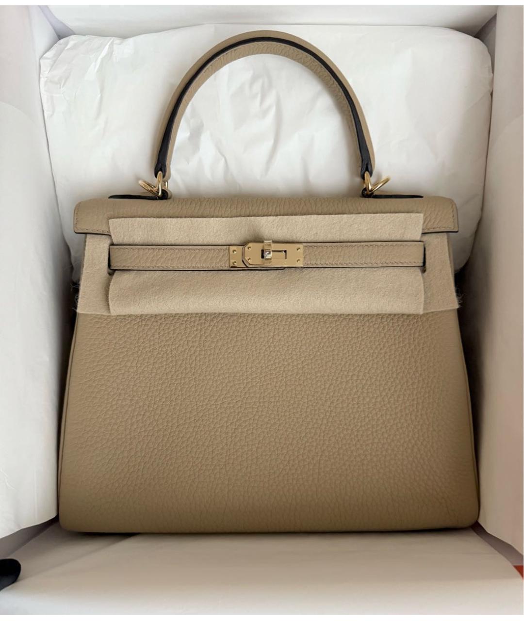 HERMES Бежевая кожаная сумка через плечо, фото 2