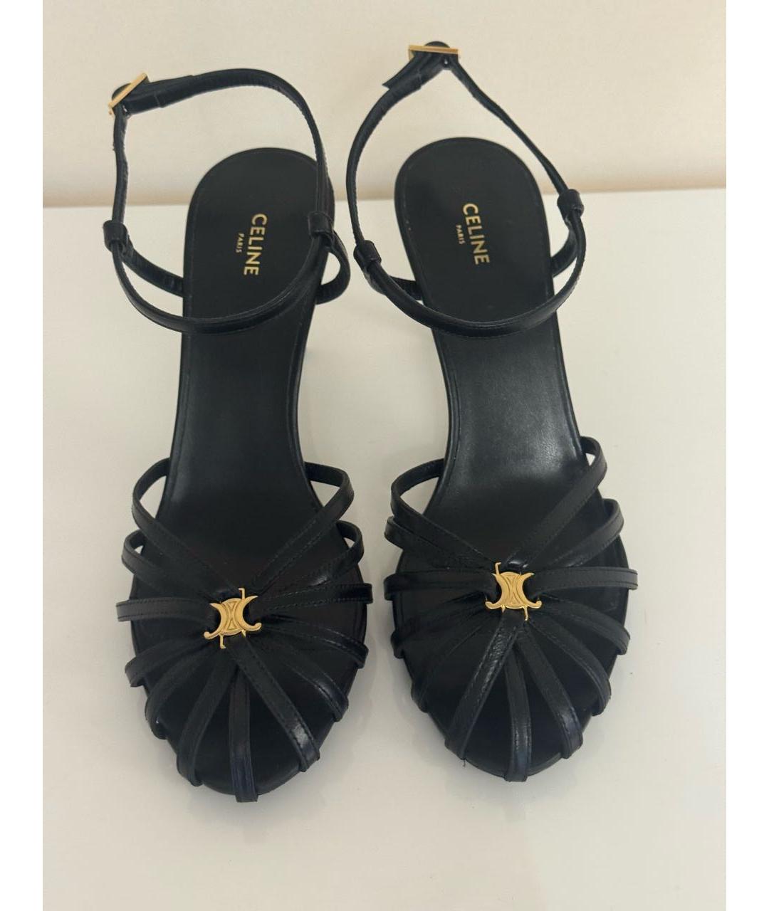 CELINE Черные кожаные босоножки, фото 2