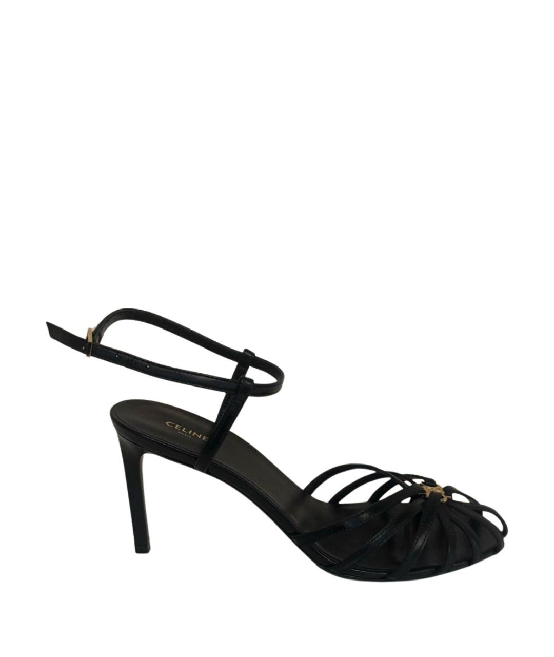 CELINE Черные кожаные босоножки, фото 1