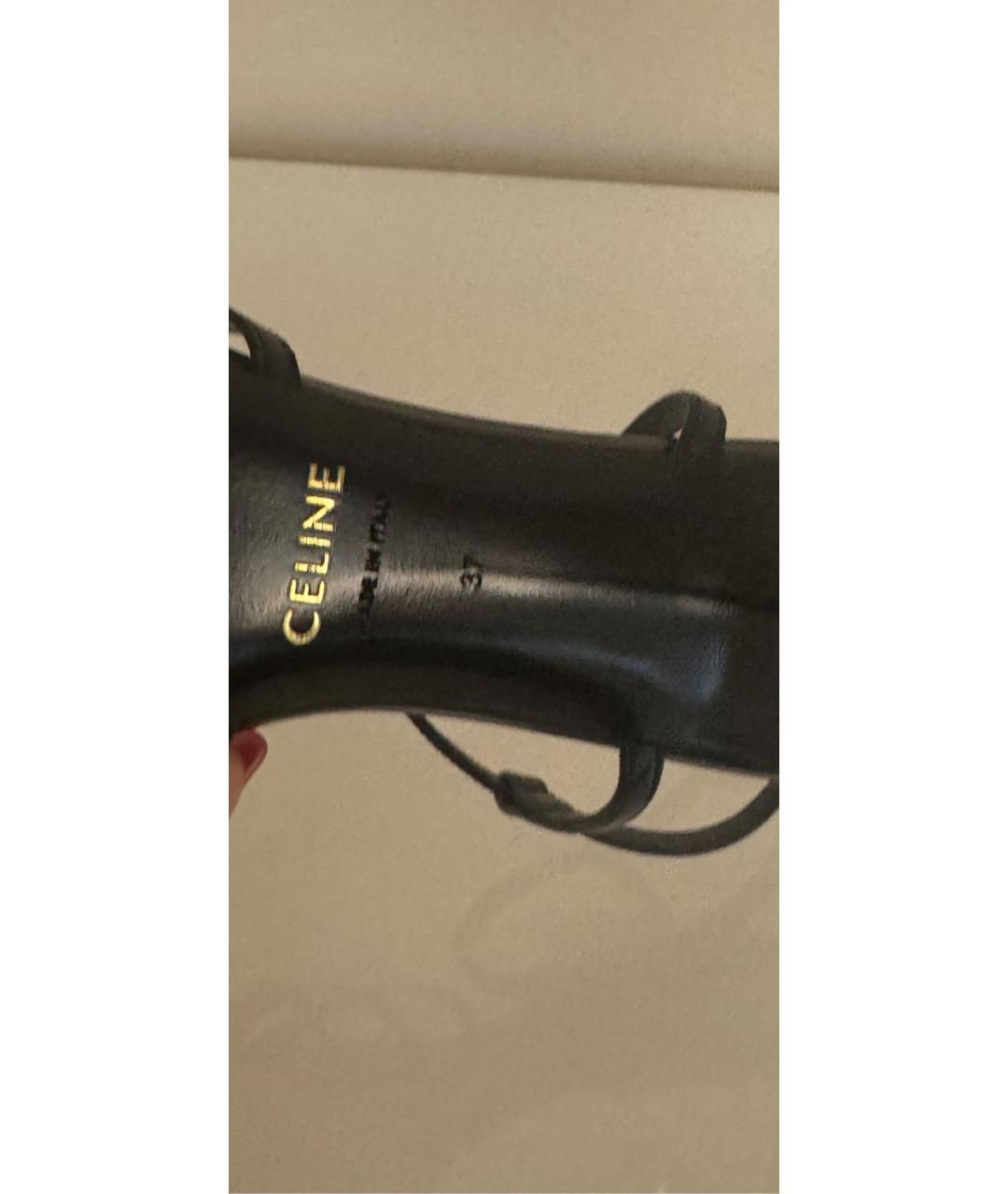 CELINE Черные кожаные босоножки, фото 7