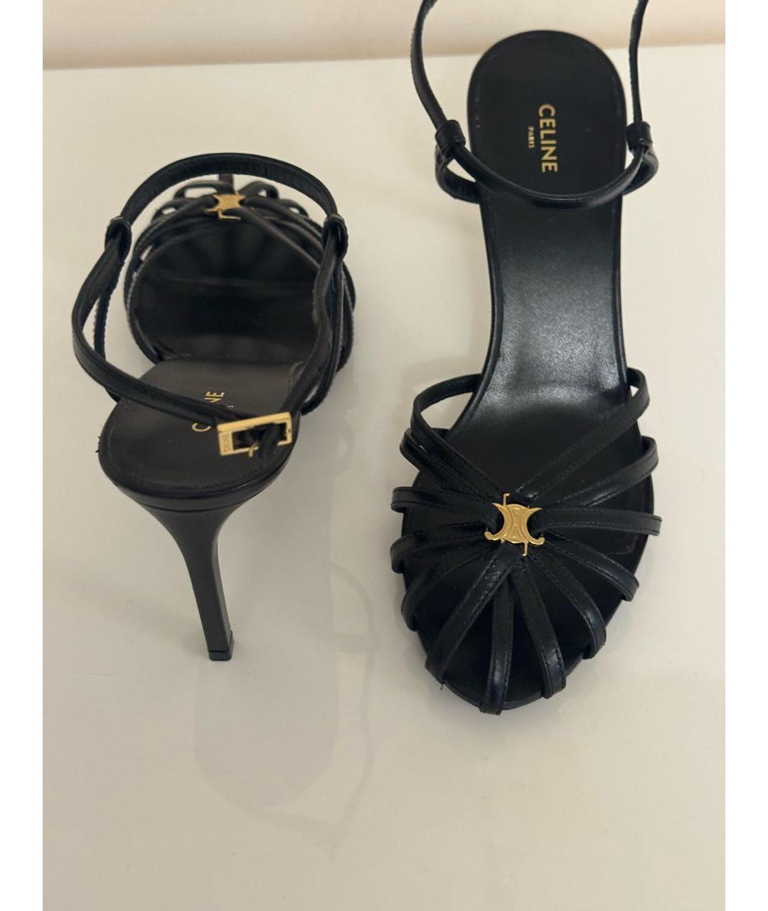 CELINE Черные кожаные босоножки, фото 4