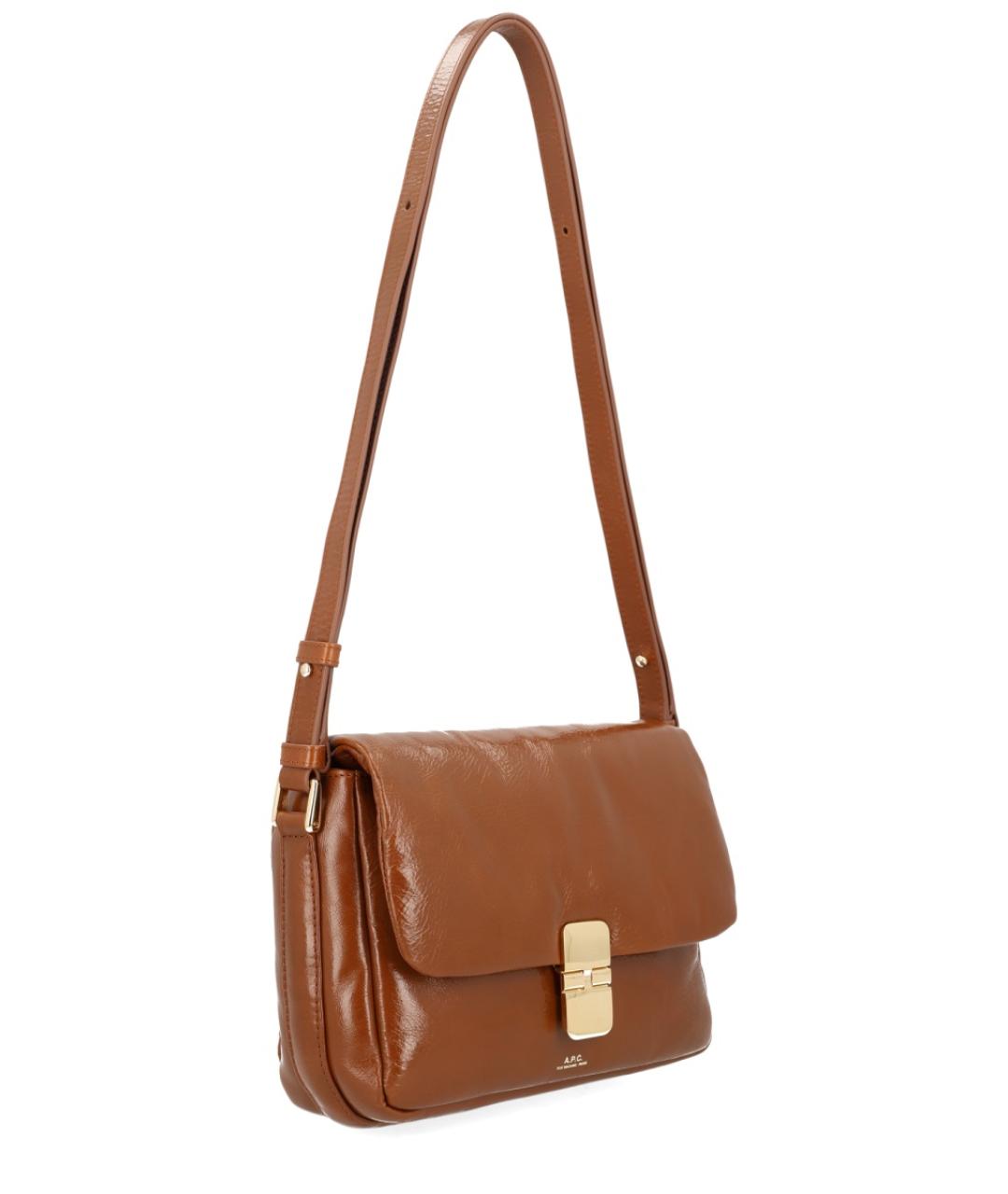 A.P.C. Коричневая кожаная сумка через плечо, фото 2