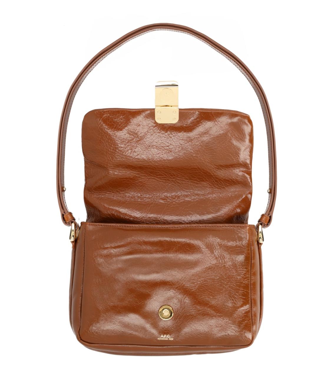 A.P.C. Коричневая кожаная сумка через плечо, фото 4