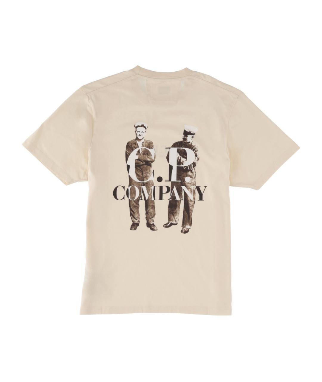 CP COMPANY Бежевая хлопковая футболка, фото 2