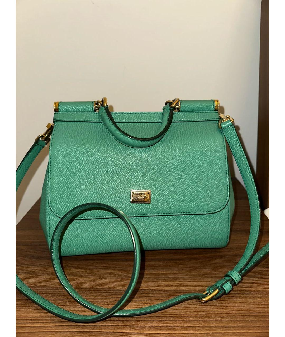 DOLCE&GABBANA Зеленая кожаная сумка через плечо, фото 9