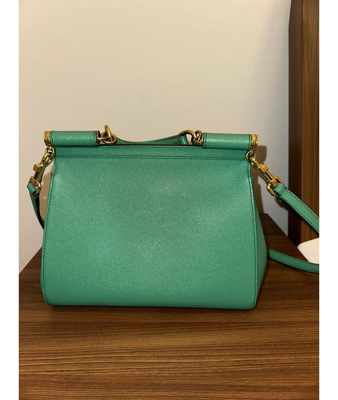 DOLCE&GABBANA Зеленая кожаная сумка через плечо, фото 3