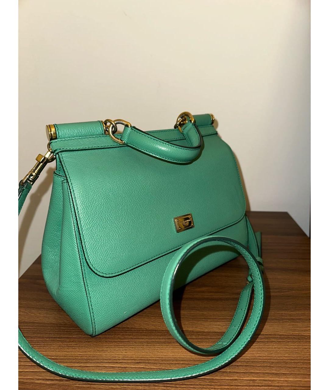 DOLCE&GABBANA Зеленая кожаная сумка через плечо, фото 2