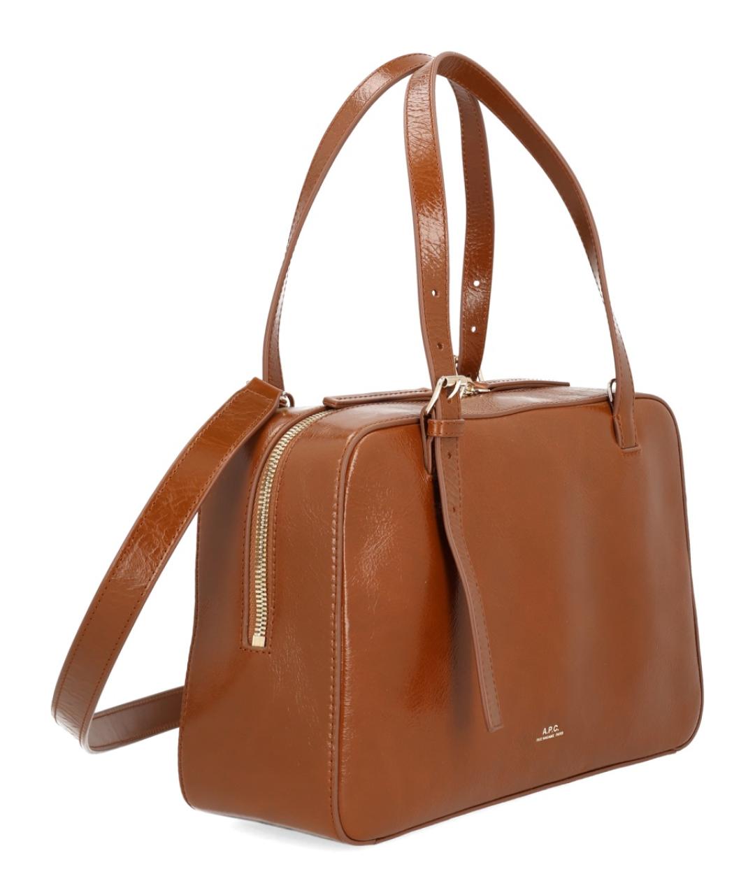 A.P.C. Коричневая кожаная сумка через плечо, фото 2