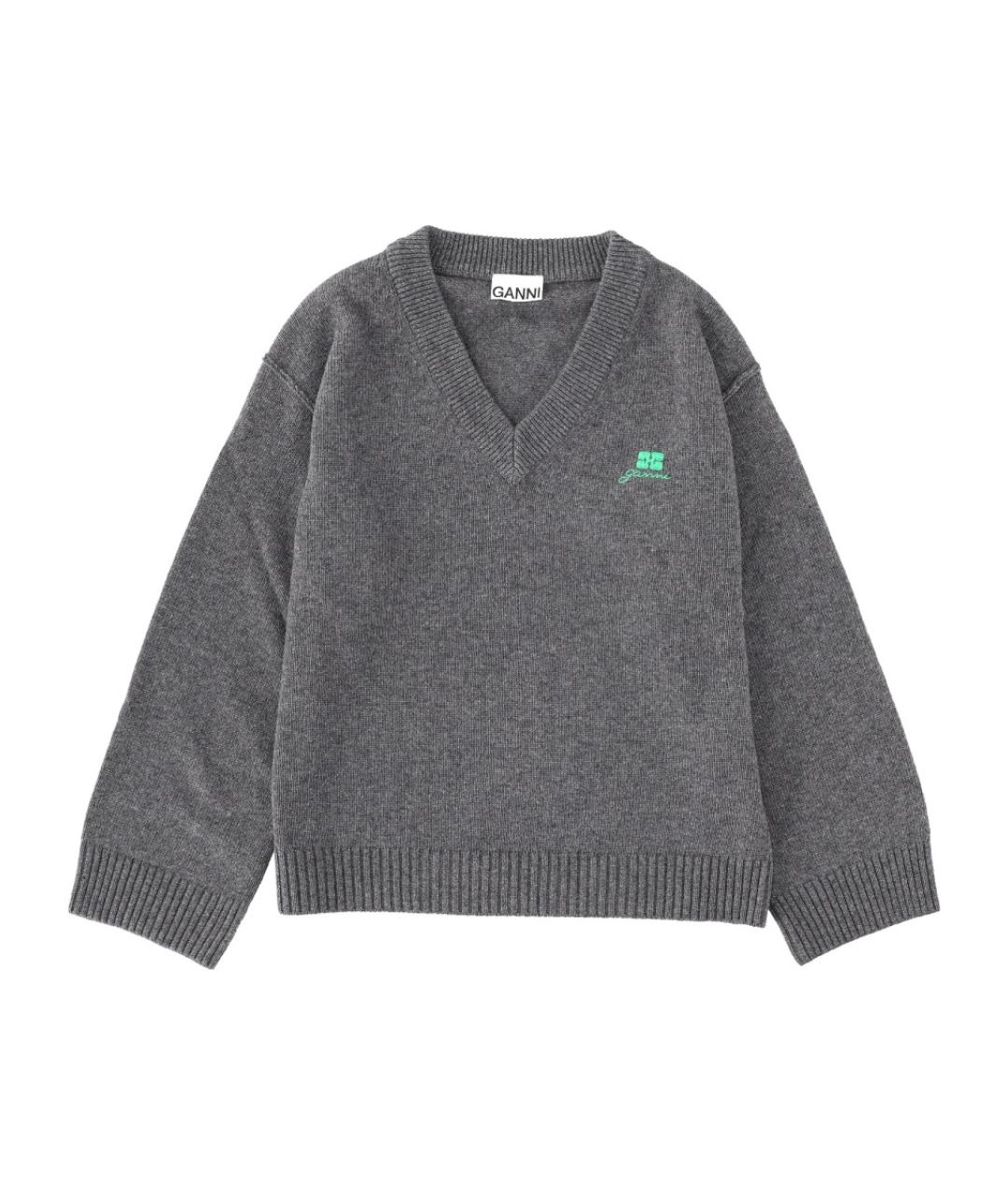 GANNI Серый шерстяной джемпер / свитер, фото 1