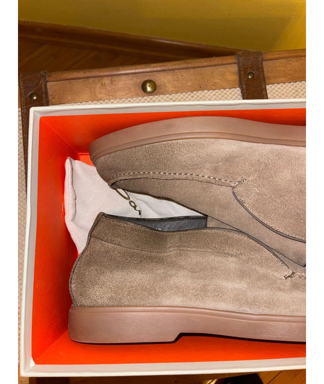 SANTONI Бежевые замшевые лоферы, фото 4