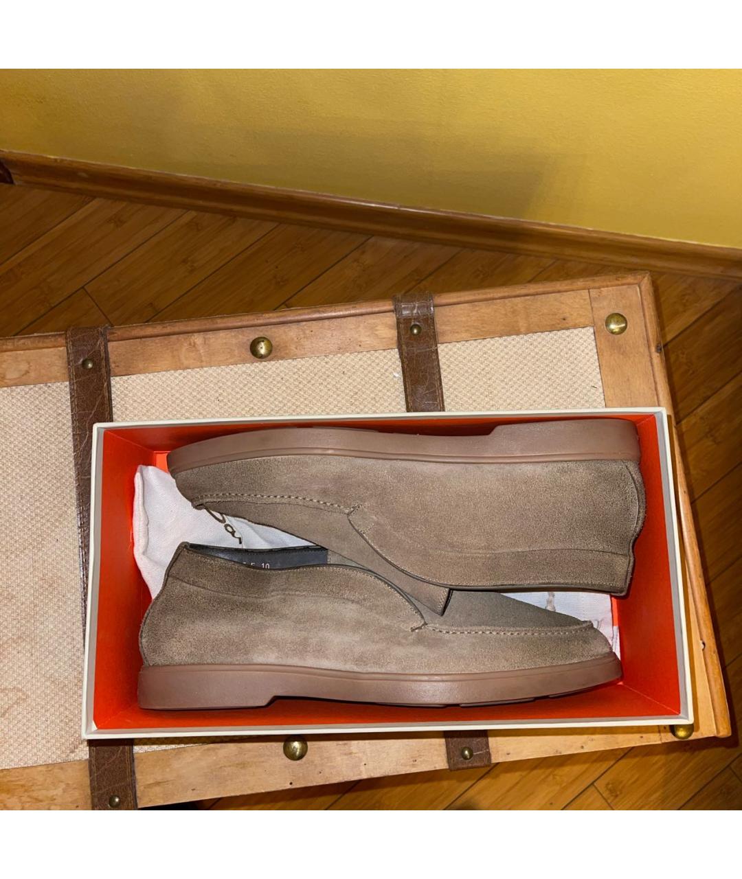 SANTONI Бежевые замшевые лоферы, фото 3