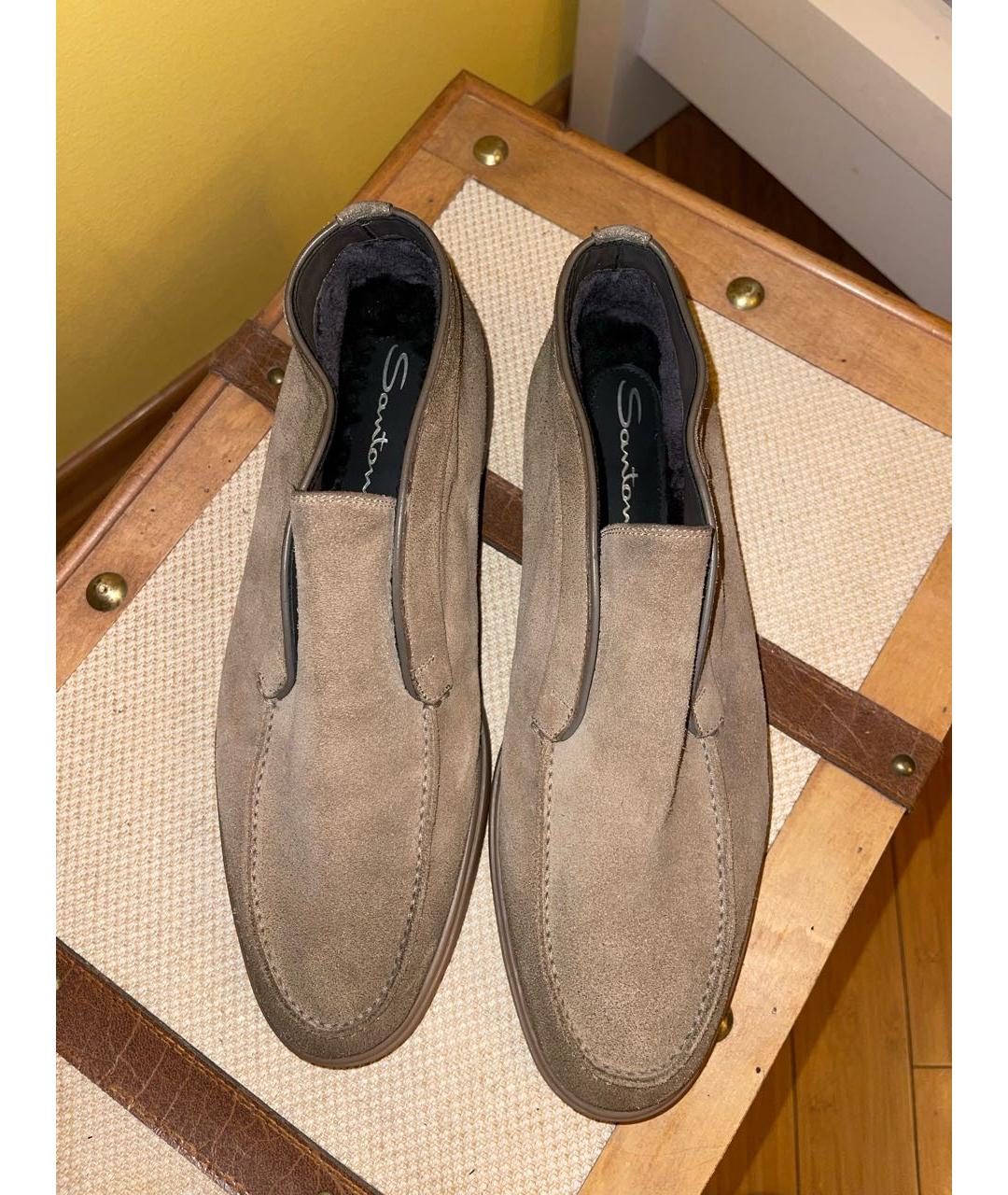 SANTONI Бежевые замшевые лоферы, фото 2