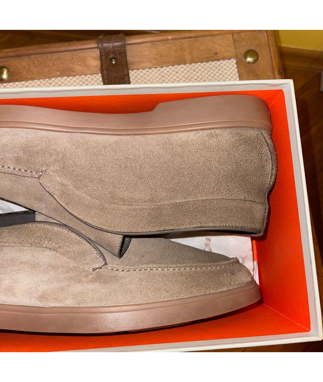 SANTONI Бежевые замшевые лоферы, фото 5