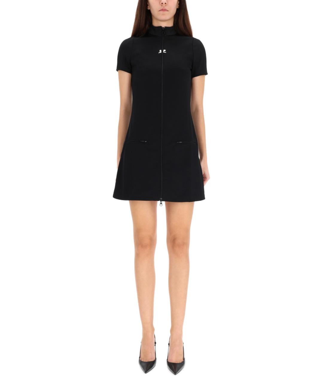 COURREGES Черное полиэстеровое повседневное платье, фото 2