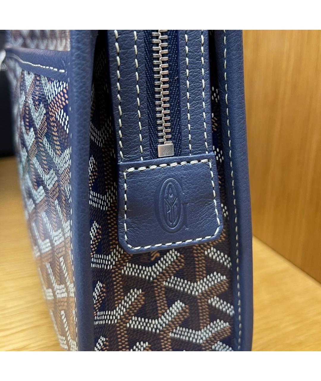 GOYARD Темно-синяя кожаная папка для документов, фото 7