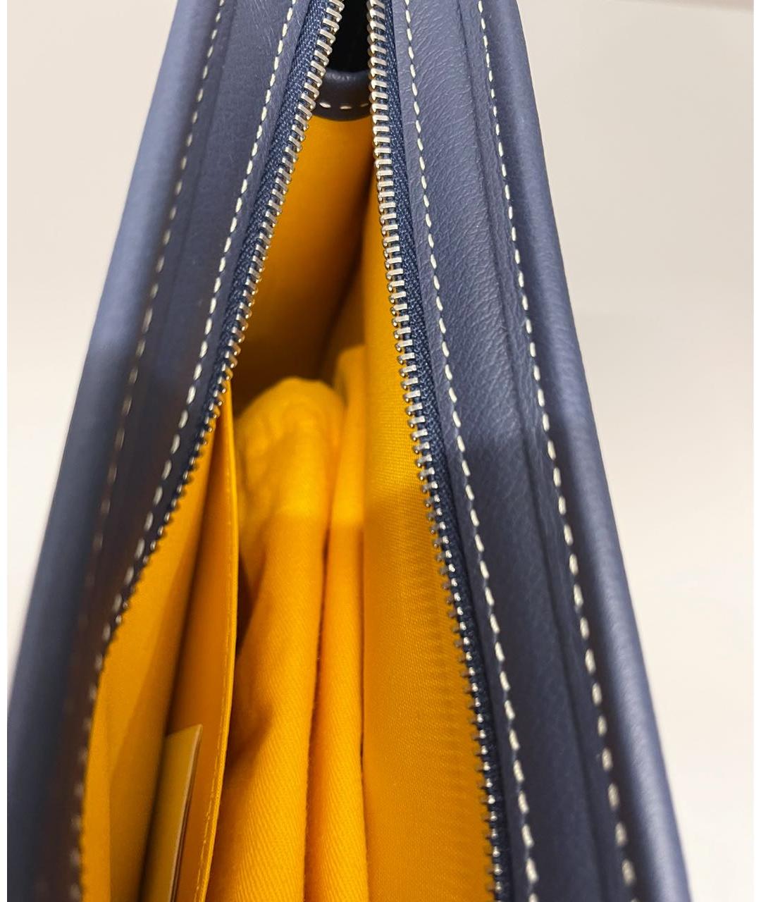 GOYARD Темно-синяя кожаная папка для документов, фото 6