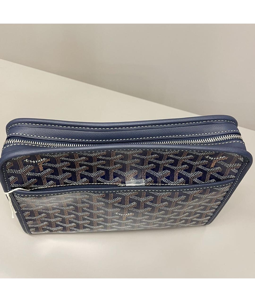 GOYARD Темно-синяя кожаная папка для документов, фото 4