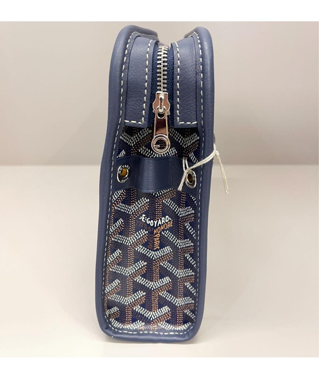 GOYARD Темно-синяя кожаная папка для документов, фото 5