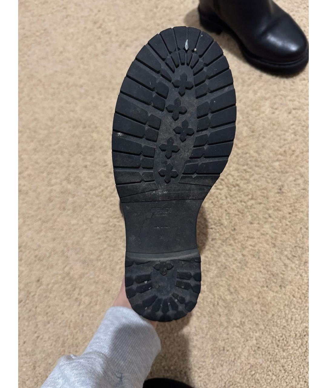 FENDI Черные кожаные полусапоги, фото 3