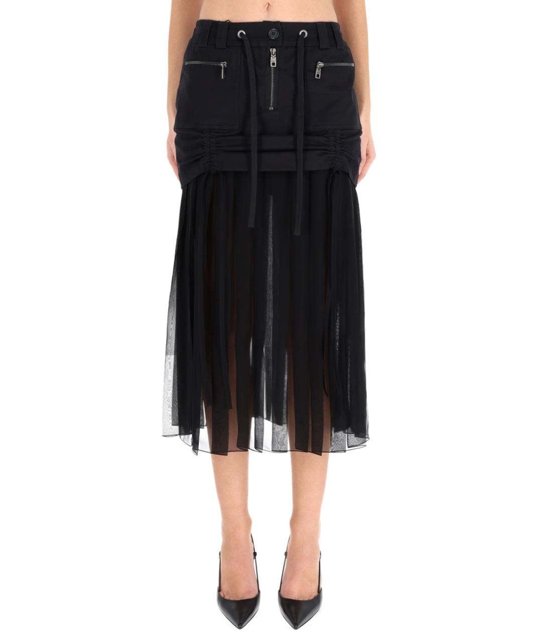 DOLCE&GABBANA Черная шелковая юбка миди, фото 2