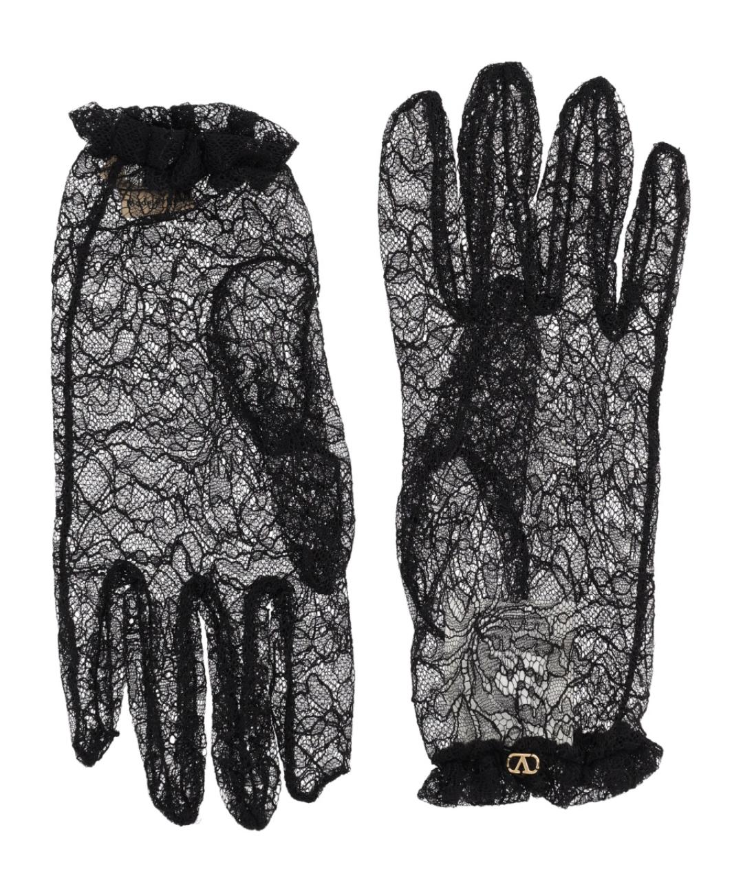 VALENTINO Черные синтетические перчатки, фото 1