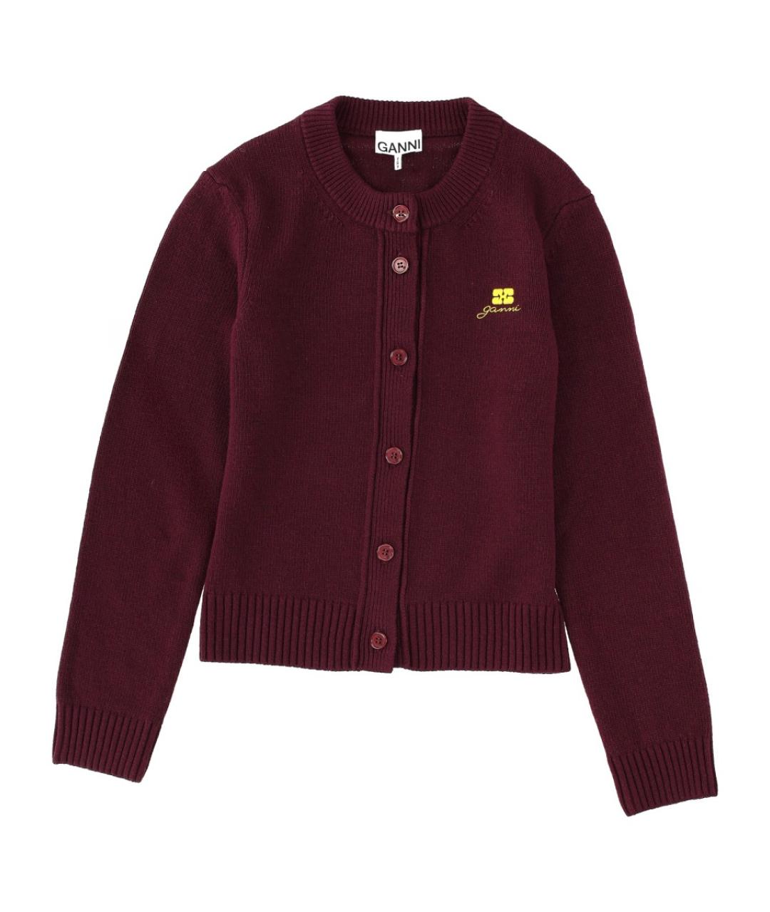 GANNI Бордовый шерстяной джемпер / свитер, фото 1