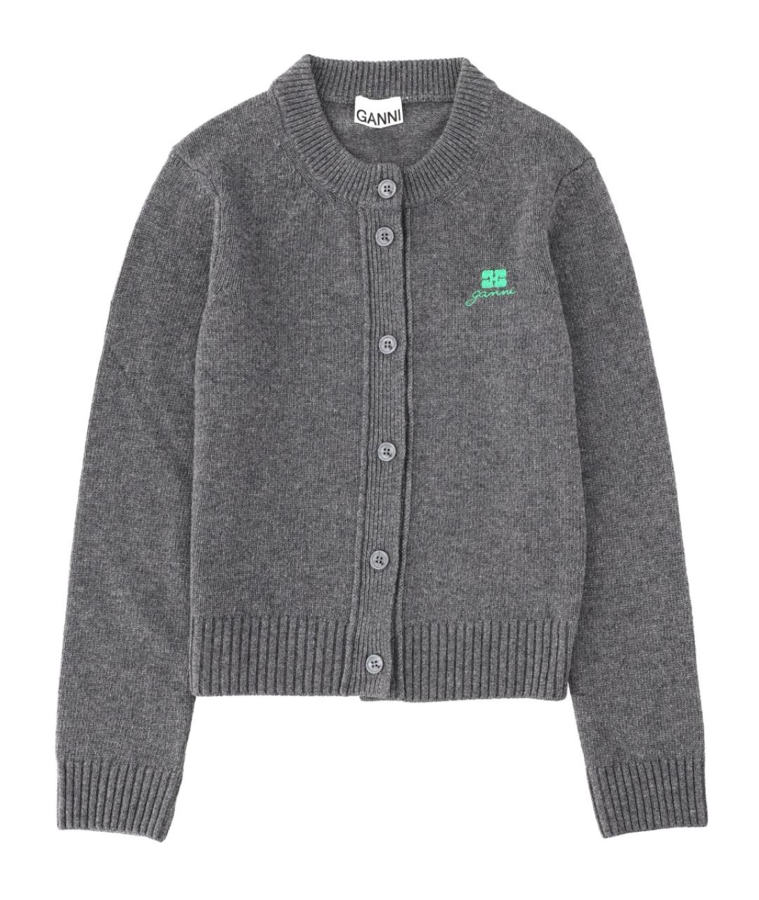 GANNI Серый шерстяной кардиган, фото 1