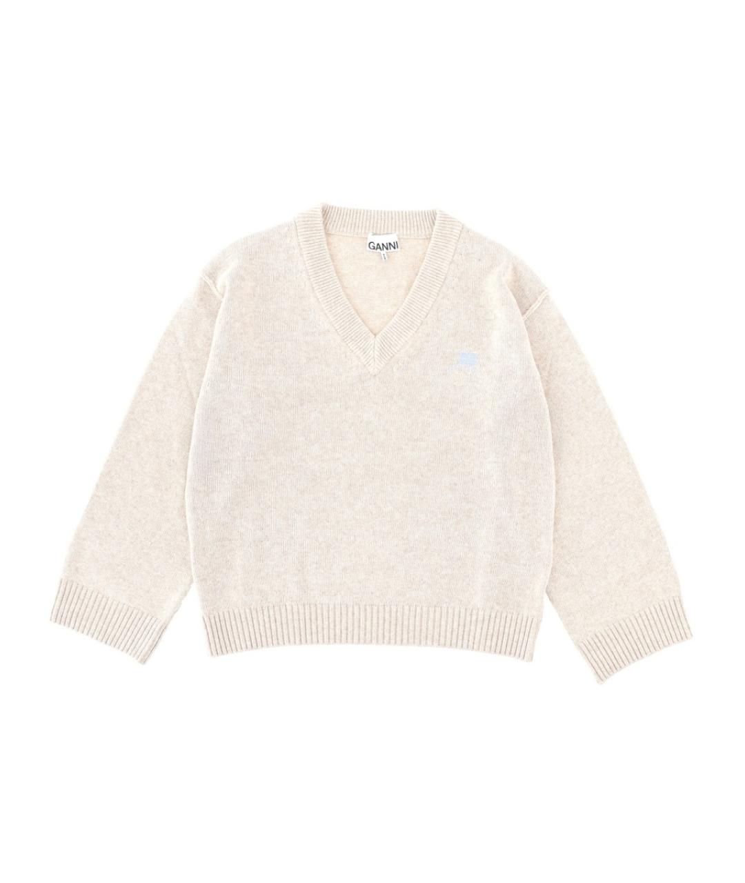 GANNI Белый шерстяной джемпер / свитер, фото 1