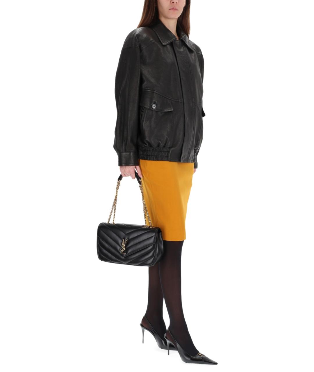 SAINT LAURENT Желтая вискозная юбка миди, фото 3