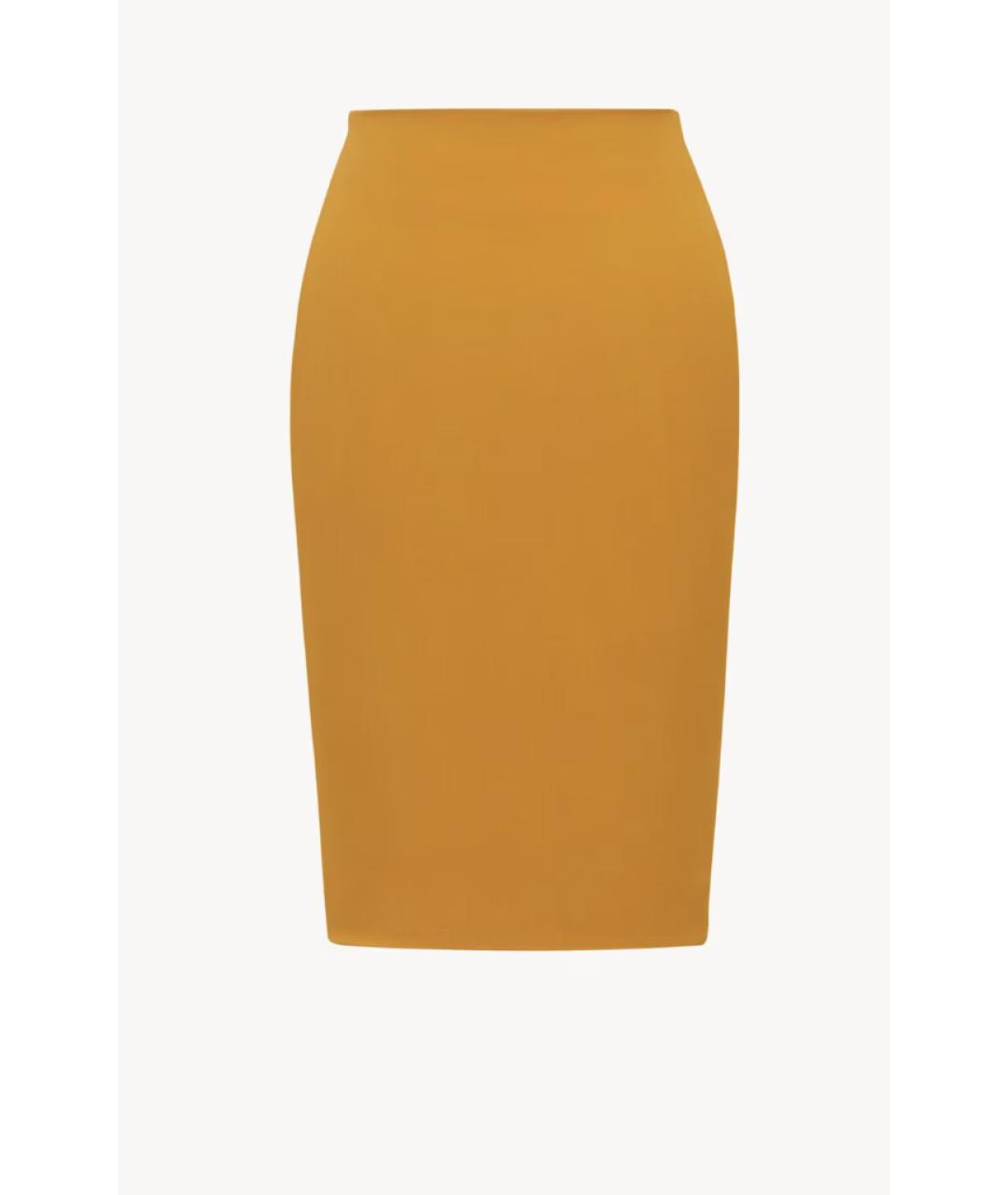 SAINT LAURENT Желтая вискозная юбка миди, фото 6
