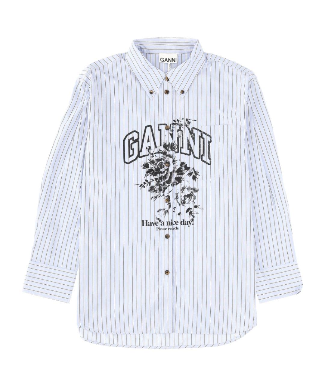 GANNI Голубая хлопковая рубашка, фото 1