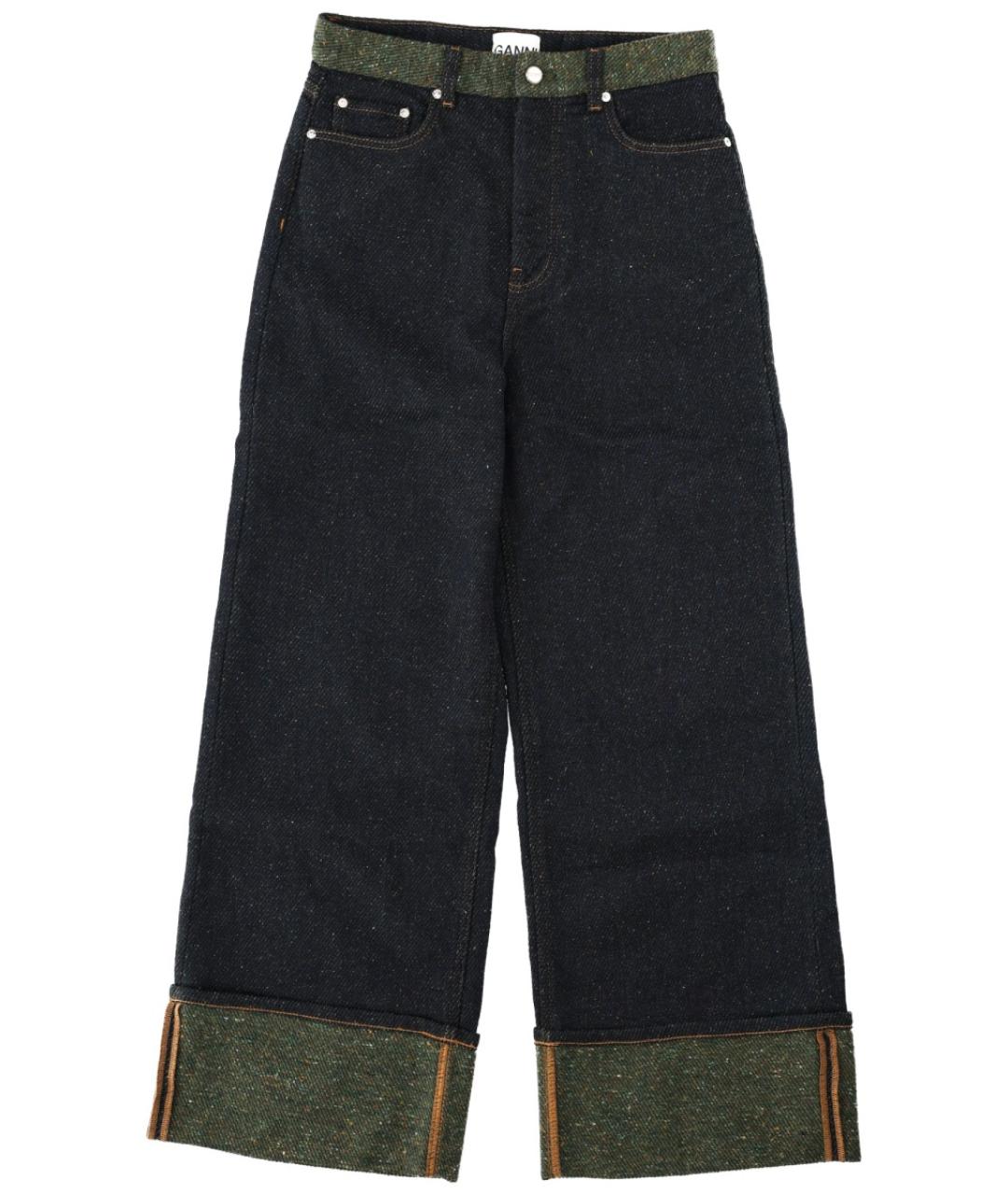 GANNI Черные хлопковые прямые джинсы, фото 1