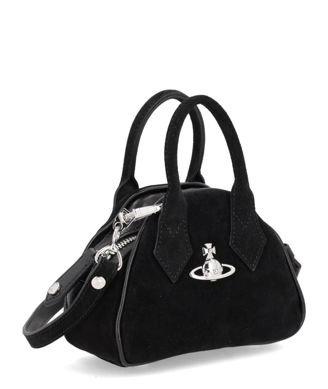 VIVIENNE WESTWOOD Черная кожаная сумка с короткими ручками, фото 3