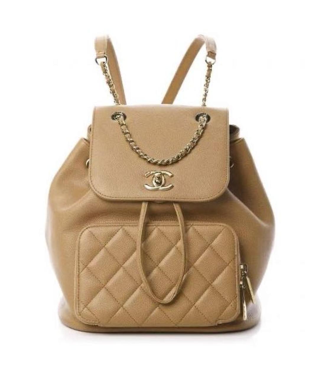 CHANEL Бежевый кожаный рюкзак, фото 7