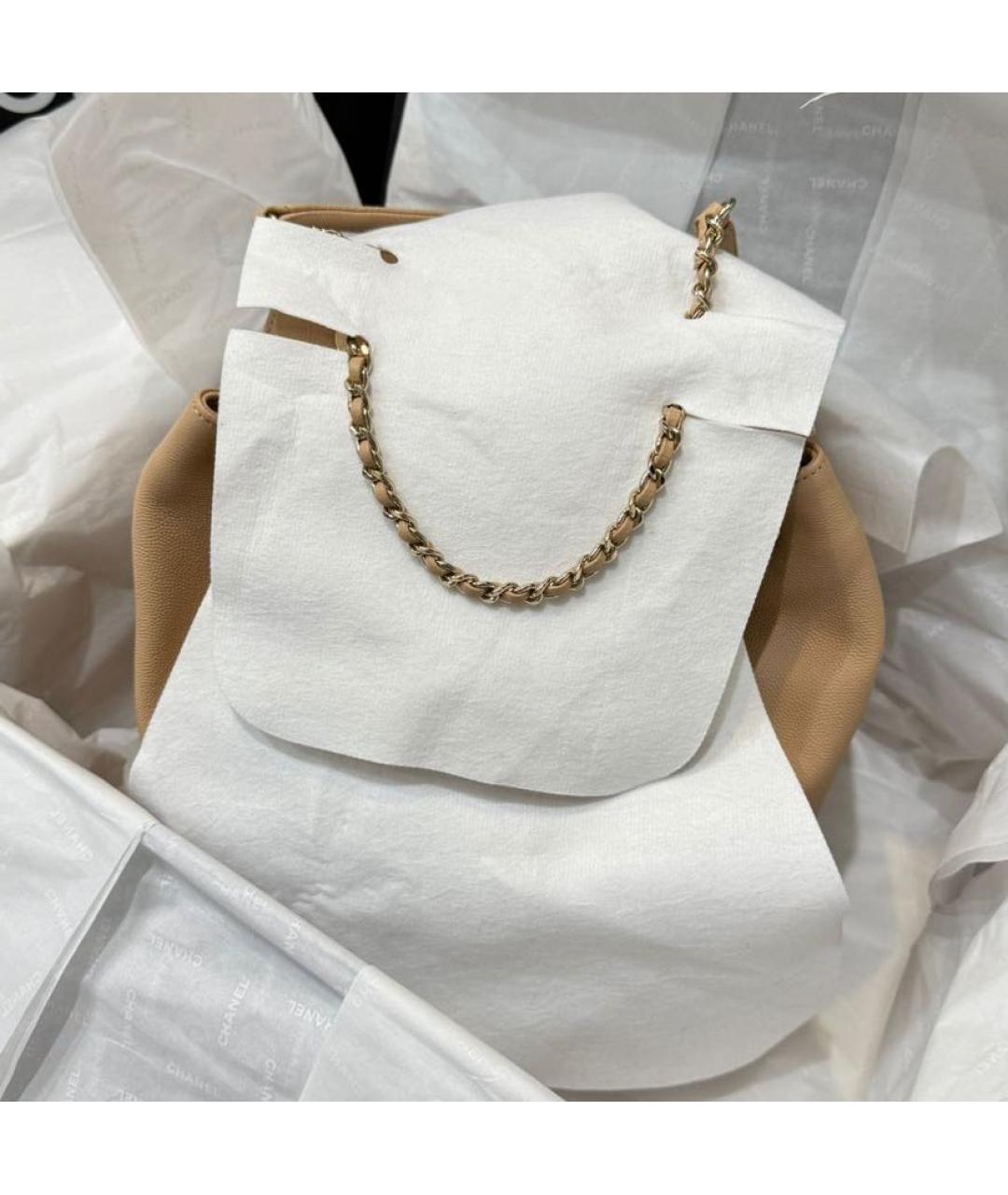 CHANEL Бежевый кожаный рюкзак, фото 3