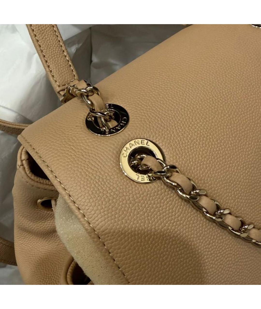CHANEL Бежевый кожаный рюкзак, фото 4