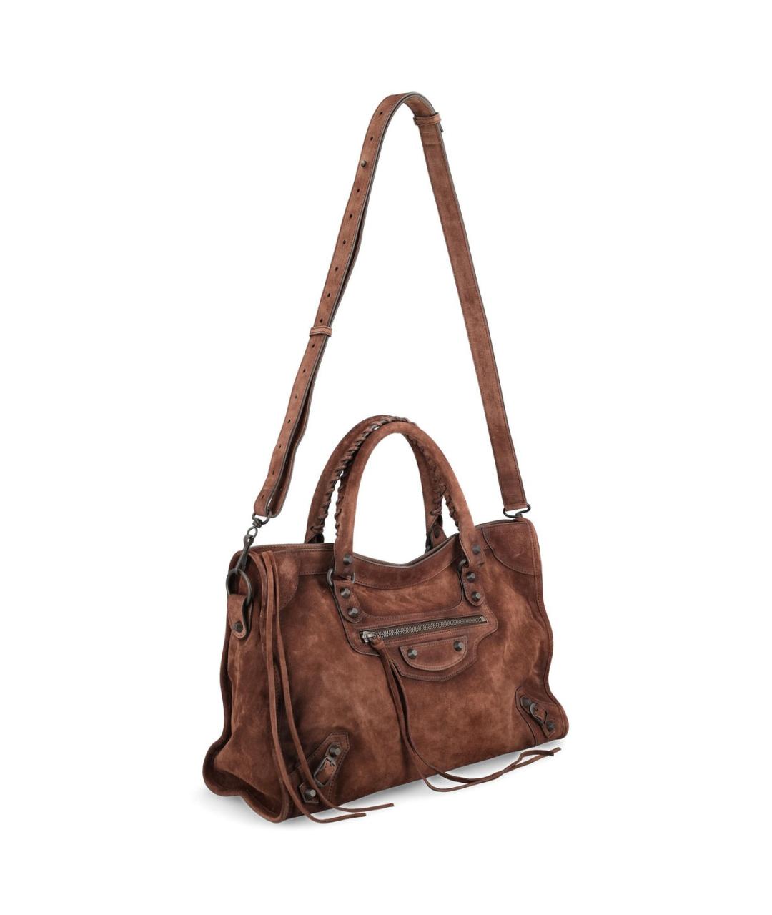 BALENCIAGA Коричневая замшевая сумка через плечо, фото 3