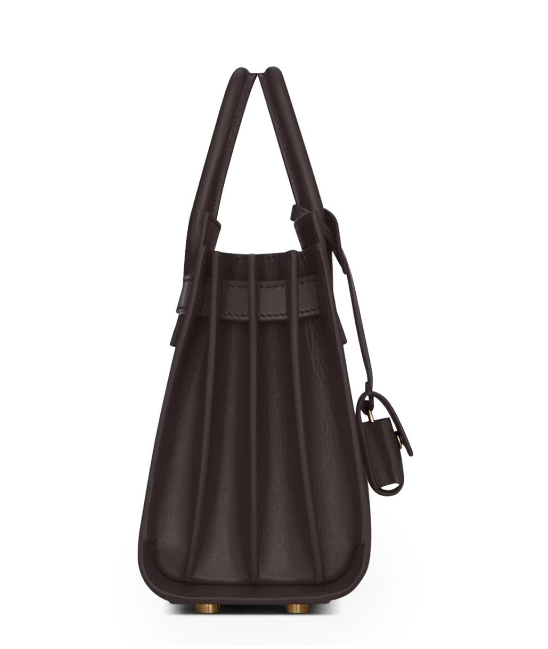 SAINT LAURENT Коричневая кожаная сумка тоут, фото 3