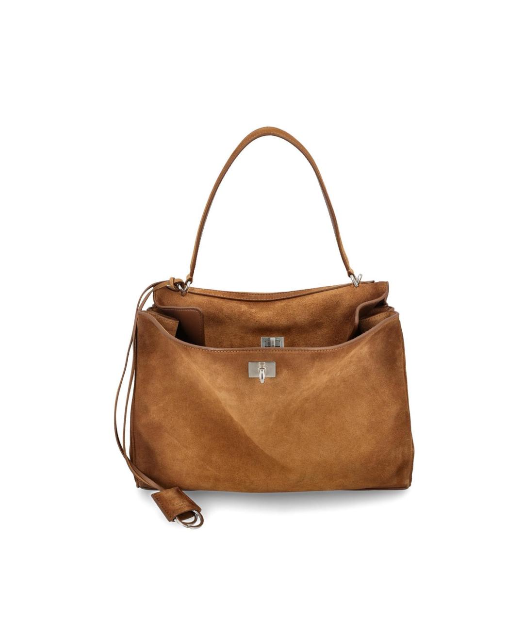 BALENCIAGA Горчичная замшевая сумка тоут, фото 4