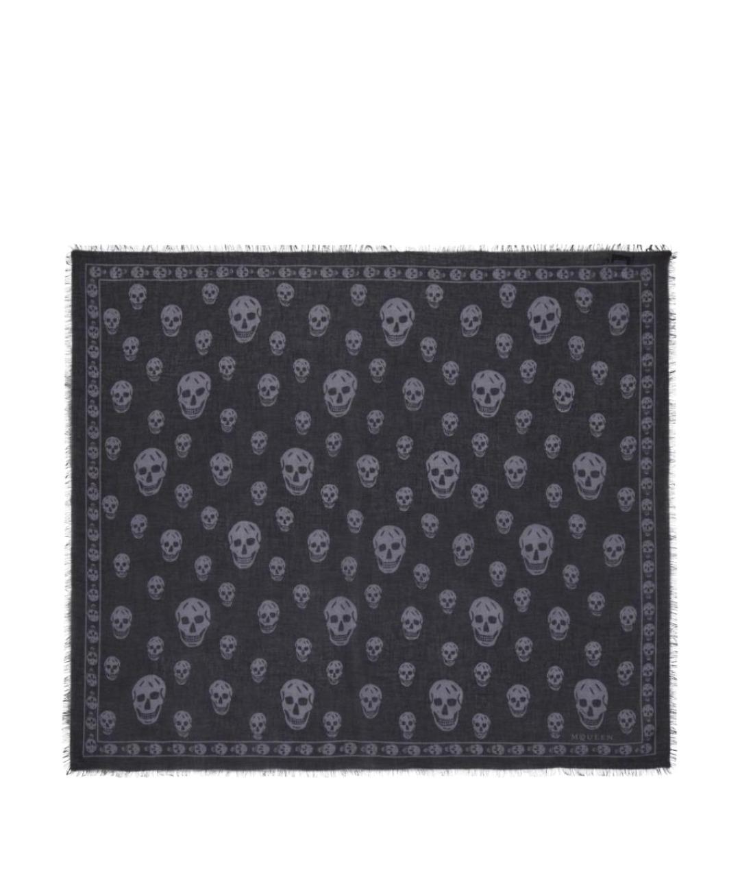 ALEXANDER MCQUEEN Черный шелковый шарф, фото 1