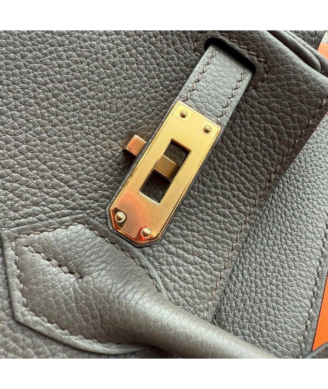 HERMES Серая кожаная сумка тоут, фото 3